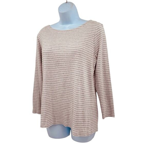 Vineyard Vines Boatneck Simple Tee in Oatmeal Heather Stripe - Picture 4 of 10